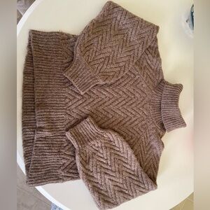 Abercrombie and Fitch ultra cozy thick turtleneck sweater light brown